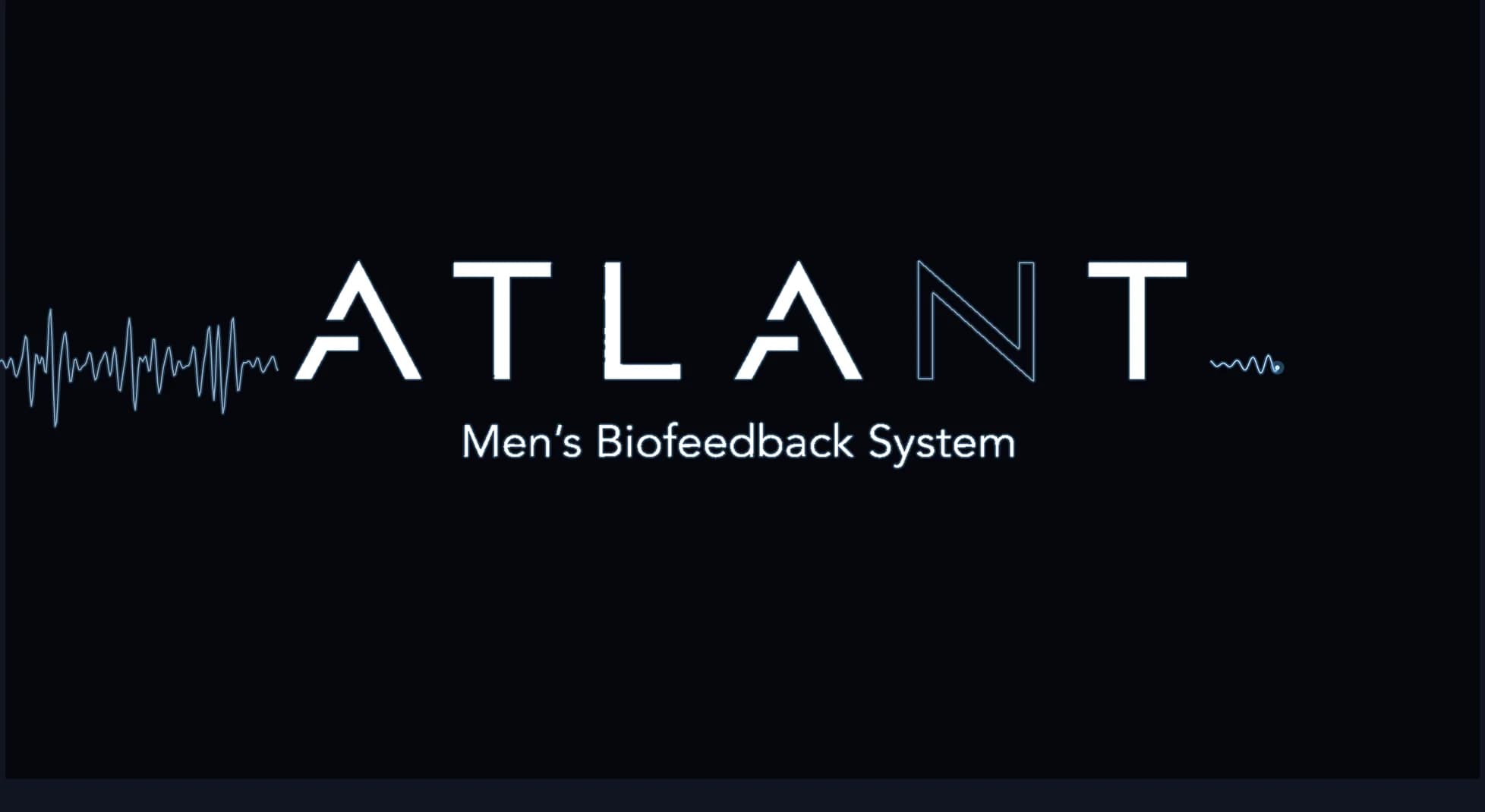 Заставка ПО ATLANT: знак ATLANT, сквозь который проходит линия EMG-сигнала.